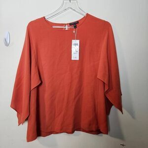 Eileen Fisher Cape-Sleeve Silk Top Orange Pekoe NWT Medium
